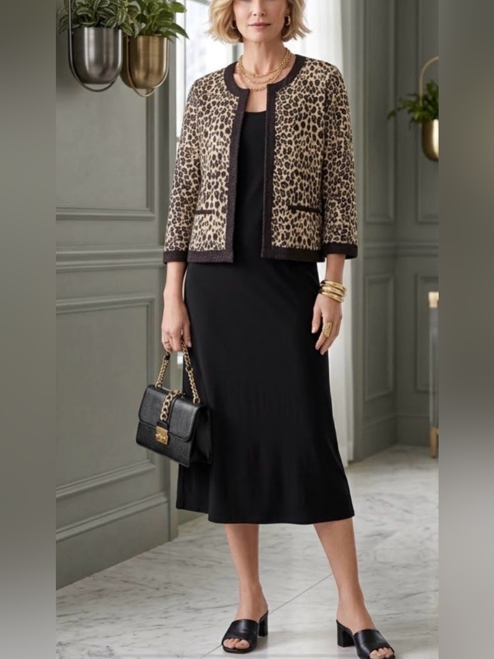 Chicos light weight Leopard Print Textured open front cardigan-  M or Chicos 1